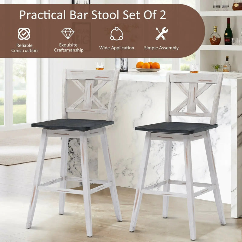 Set of 2 360-Degree Swivel Bar Stools for Home Restaurant by DirectDeals