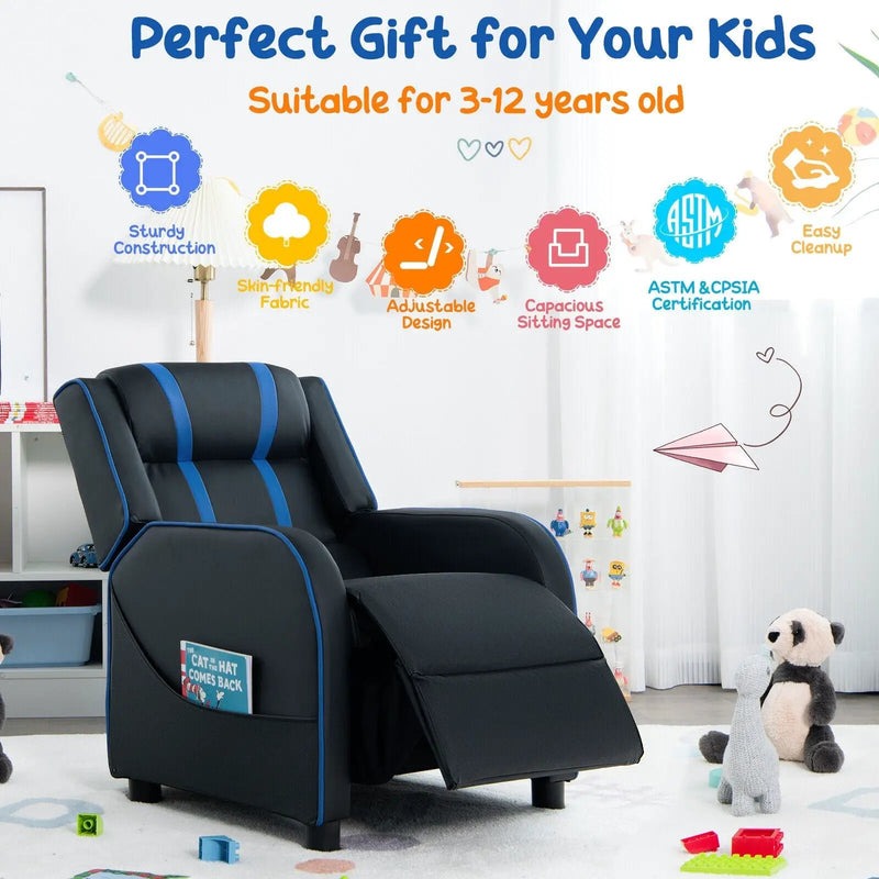 Kids Recliner Chair with Side Pockets and Footrest by DirectDeals