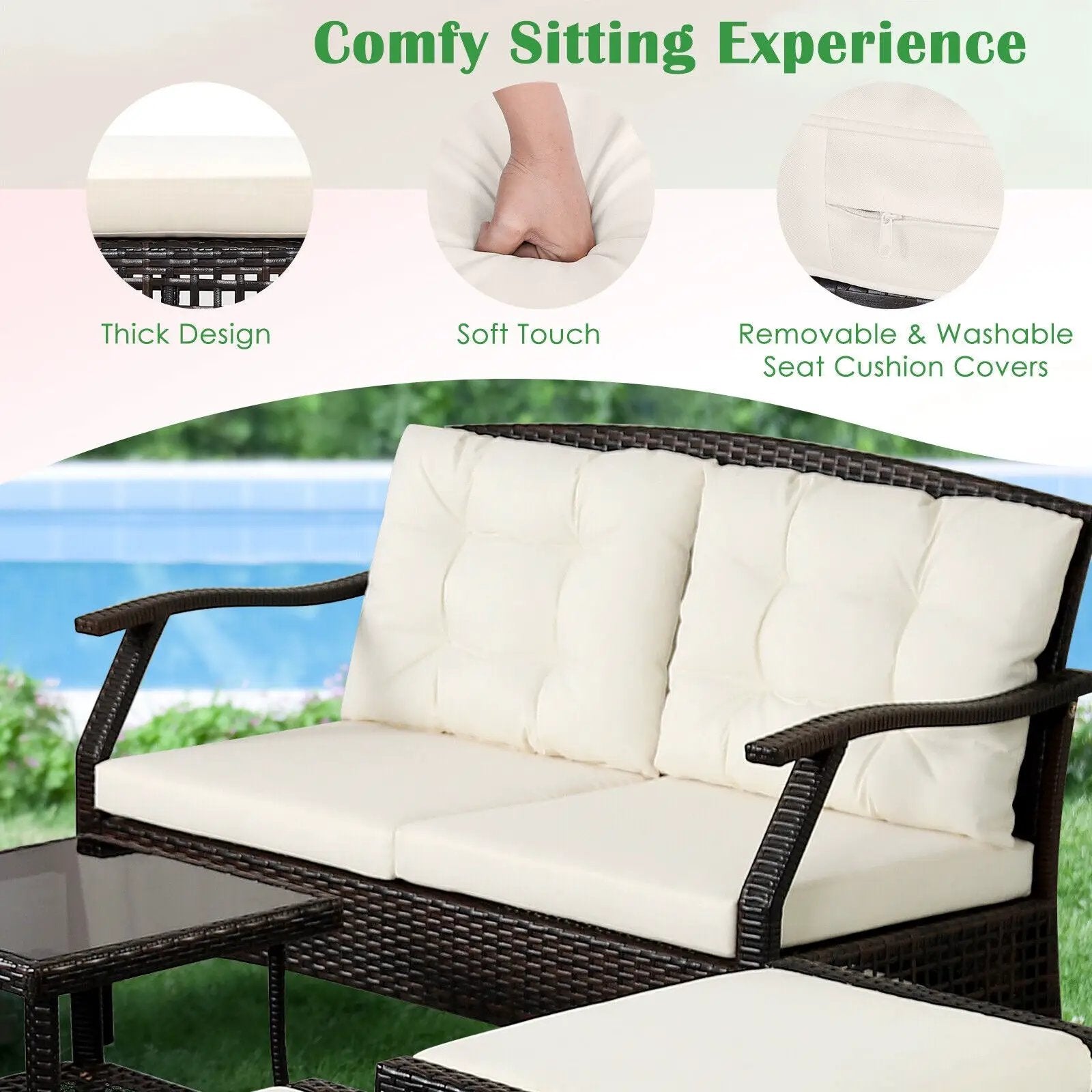 7 Pieces Outdoor Patio Furniture Set with Waterproof Cover by DirectDeals