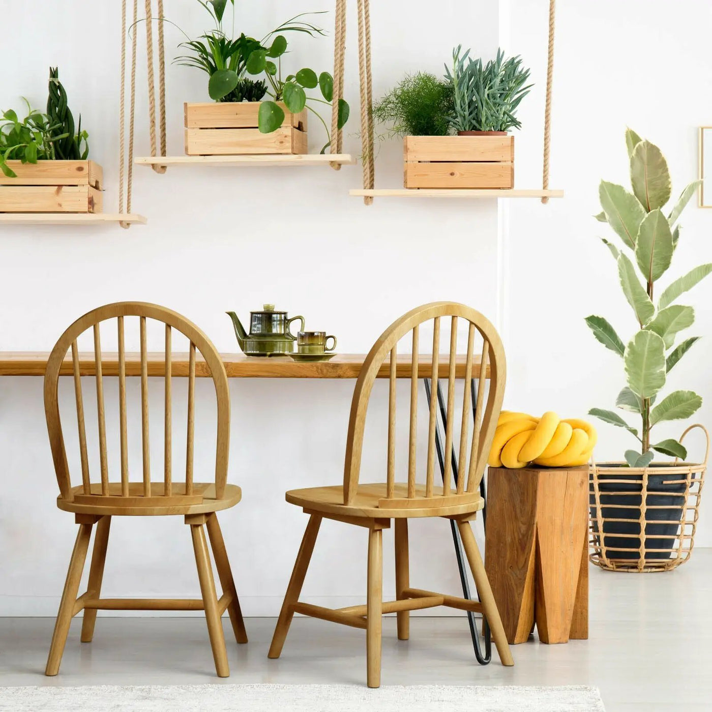 Set of 2 Vintage Windsor Wood Chair with Spindle Back for Dining Room by DirectDeals