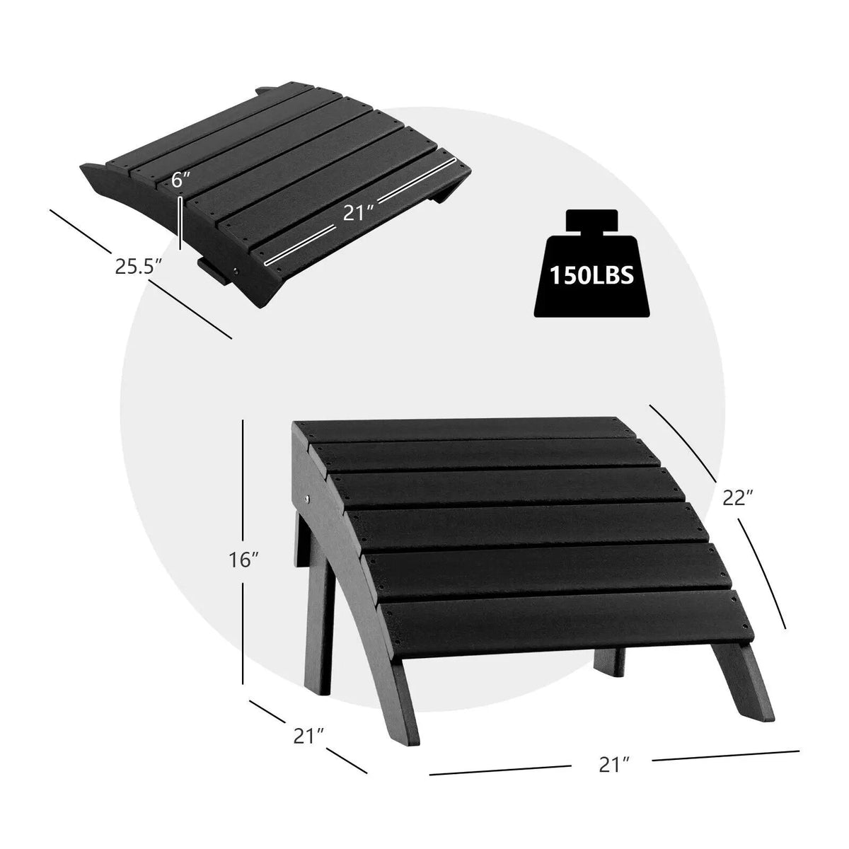 Adirondack Folding Ottoman with All Weather HDPE, photo 16 of 32