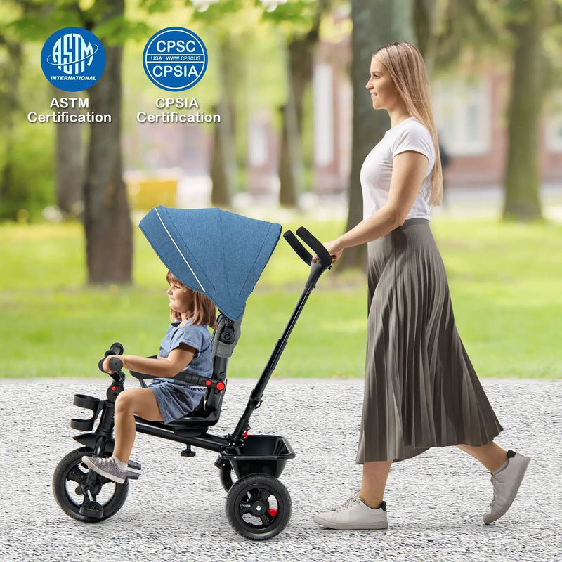 4-in-1 Baby Tricycle Toddler Trike with Convertible Seat by DirectDeals