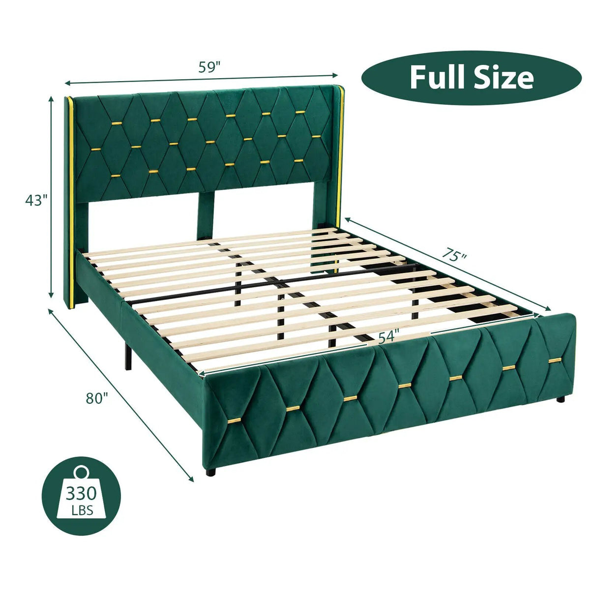 Queen/Full Size Upholstered Platform Bed Frame with Adjustable Headboard, photo 5 of 9