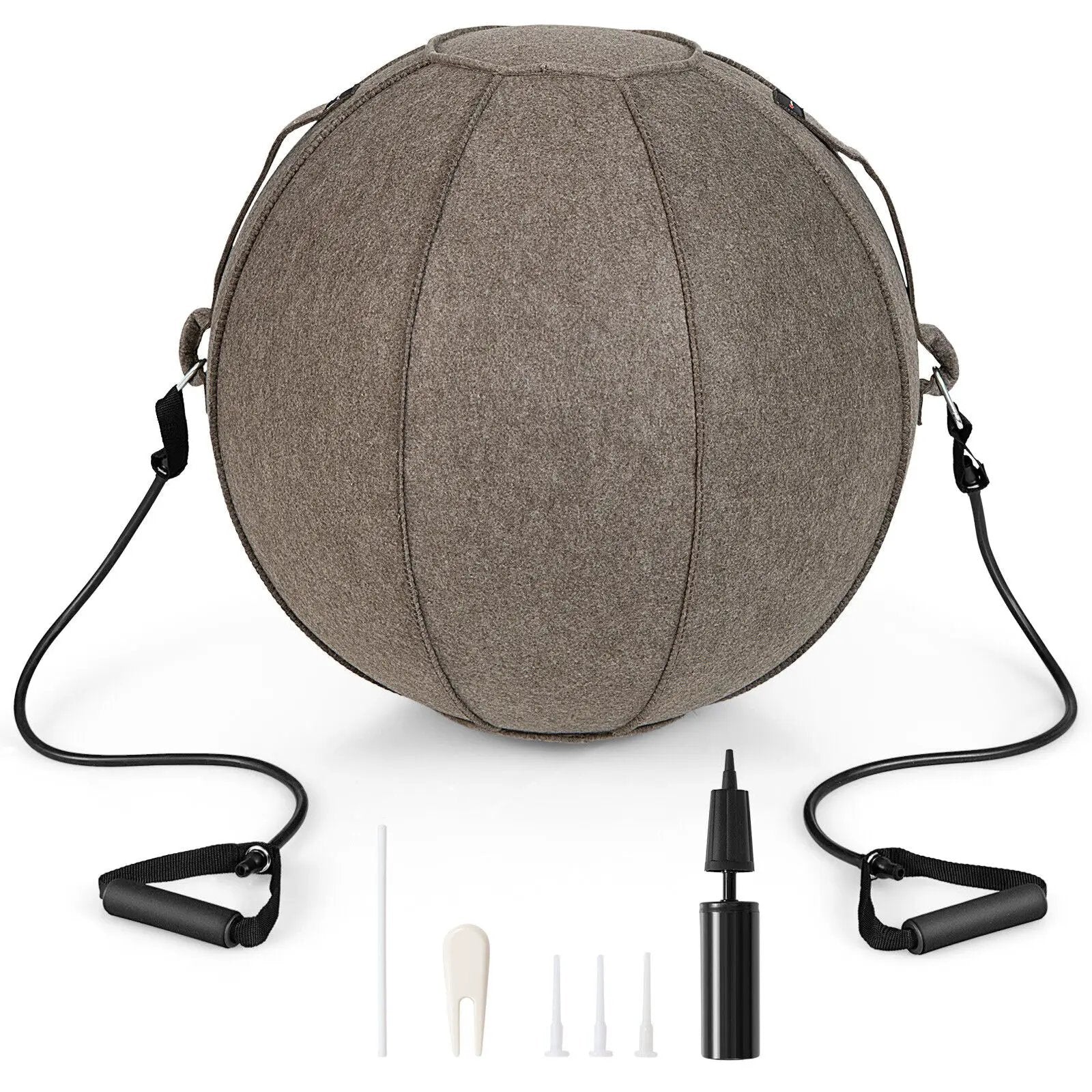 Yoga Sitting Ball with Felt Cover and Air Pump by DirectDeals