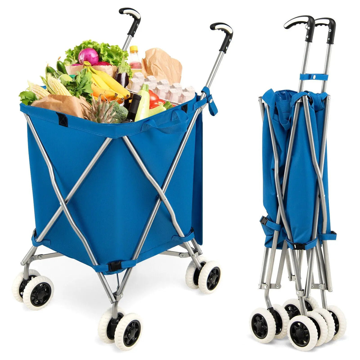 Folding Shopping Utility Cart with Water-Resistant Removable Canvas Bag, photo 4 of 12