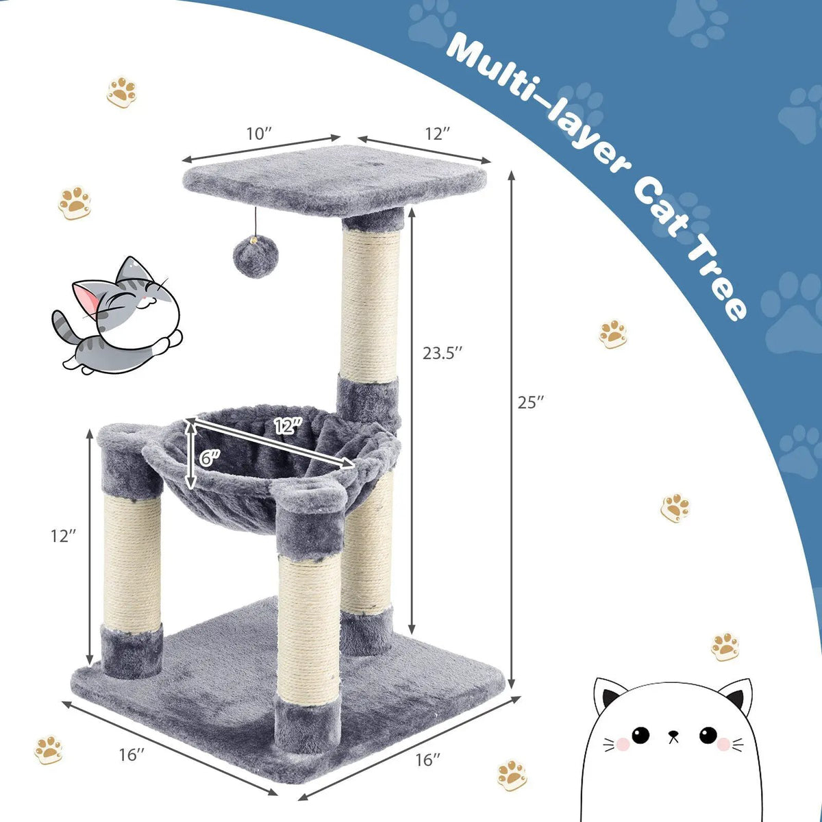 Multi-level Cat Tree with Scratching Posts and Cat Hammock, photo 10 of 16