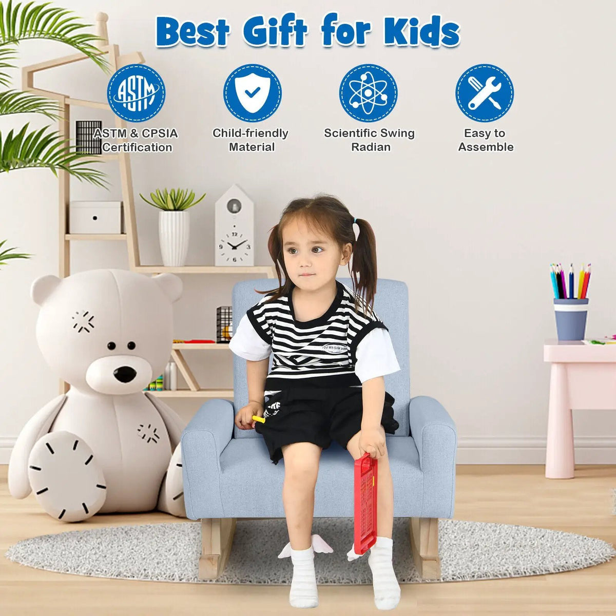Kids Rocking Chair with Solid Wood Legs, photo 3 of 16