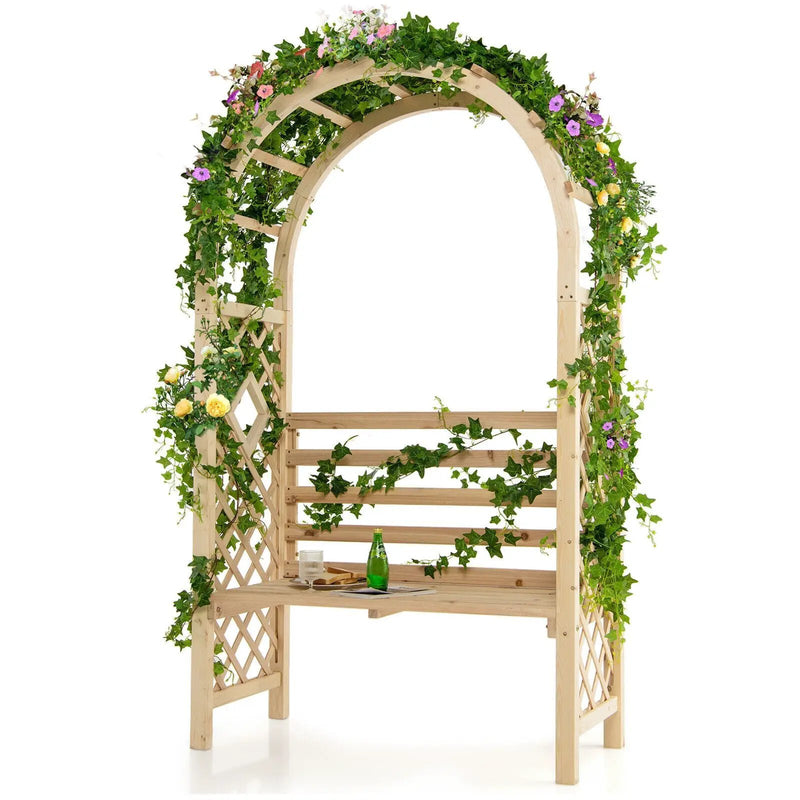 Wooden Garden Bench Arch Pergola Outdoor Arbor by DirectDeals