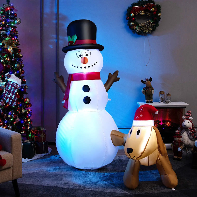6 Feet Tall Inflatable Snowman and Dog Set Christmas Decoration with LED Lights by DirectDeals