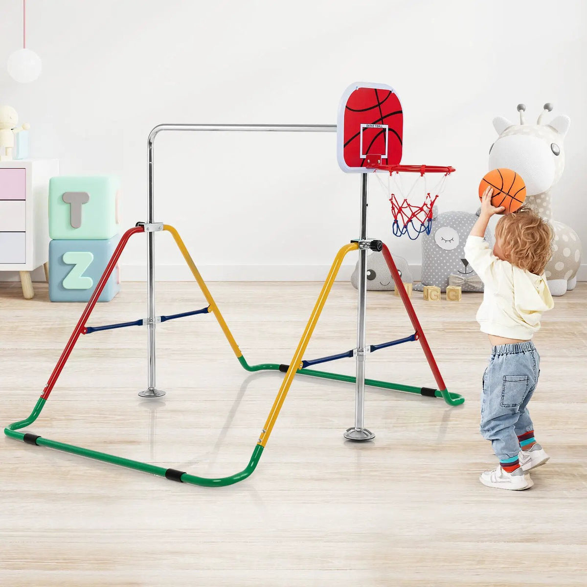 Kids Folding Horizontal Bar with 4 Adjustable Heights, photo 2 of 8
