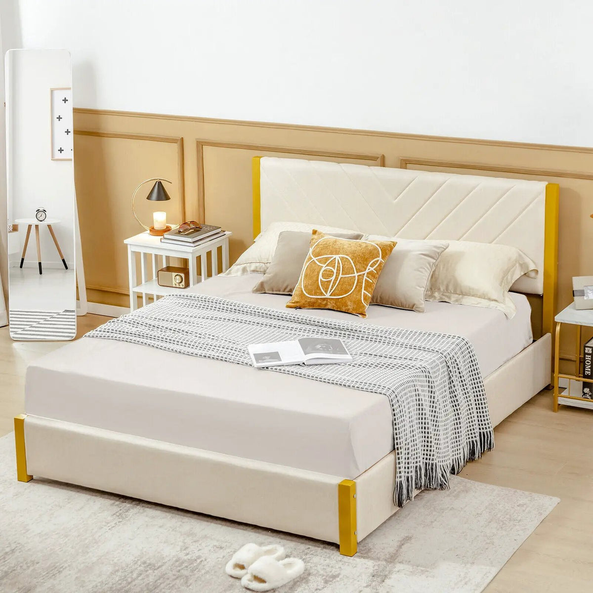 Full Size/Queen Size Upholstered Bed Frame with Adjustable Headboard and 4 Drawers, photo 4 of 16