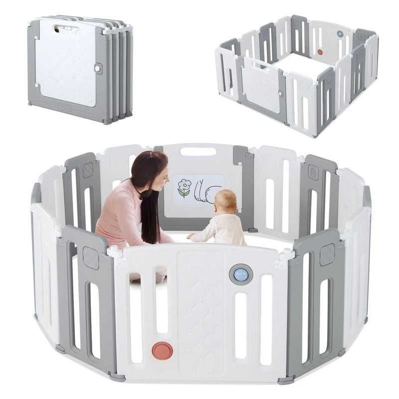 14 Panels Kids Safety Activity Play Center with Drawing Board by DirectDeals