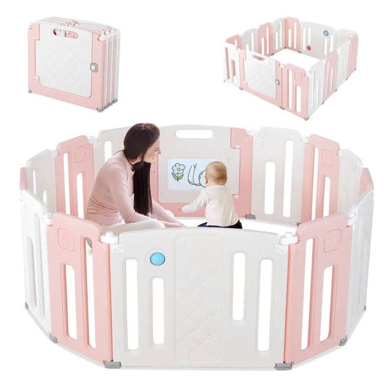 14 Panels Kids Safety Activity Play Center with Drawing Board by DirectDeals