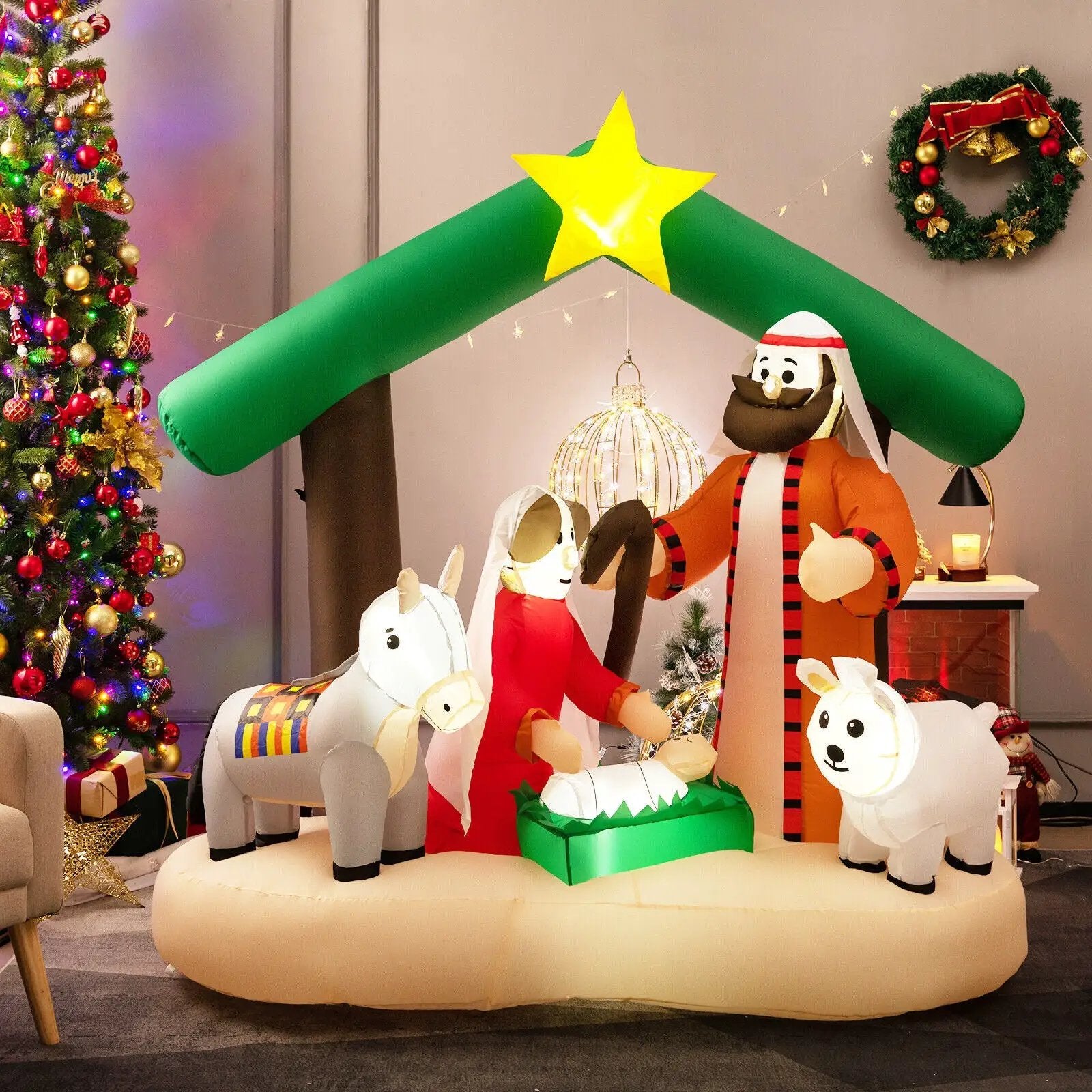 6.7 Feet Christmas Inflatable Nativity Scene with LED Lights by DirectDeals