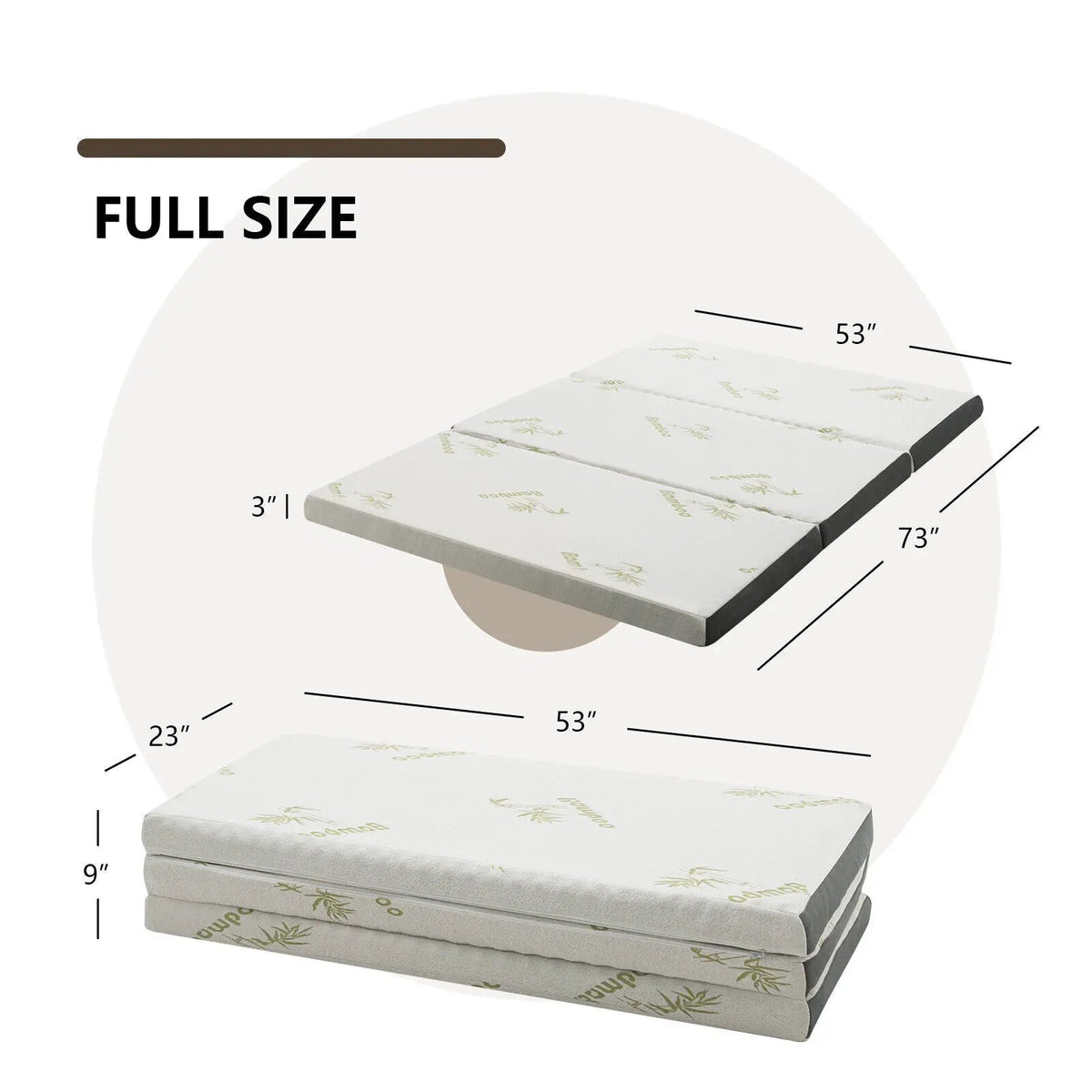 Portable Tri-fold Memory Foam Floor Mattress Topper Portable with Carrying Bag, photo 4 of 10