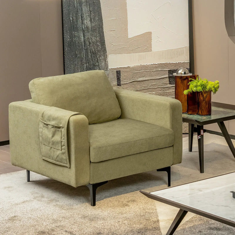 Modern Accent Armchair with Side Storage Pocket by DirectDeals