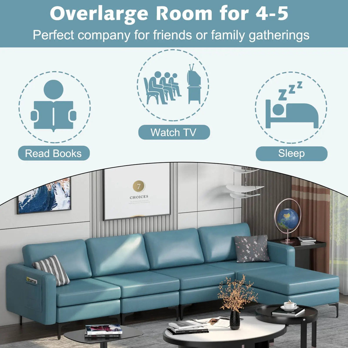 Modular L-shaped Sectional Sofa with Reversible Ottoman and 2 USB Ports, photo 13 of 40