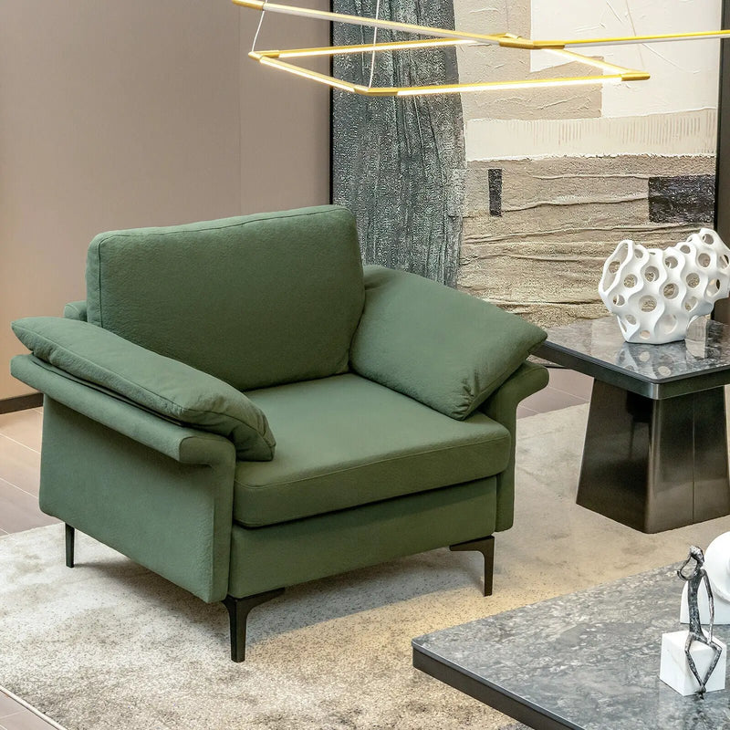 Modern Fabric Accent Armchair with Original Distributed Spring and Armrest Cushions by DirectDeals