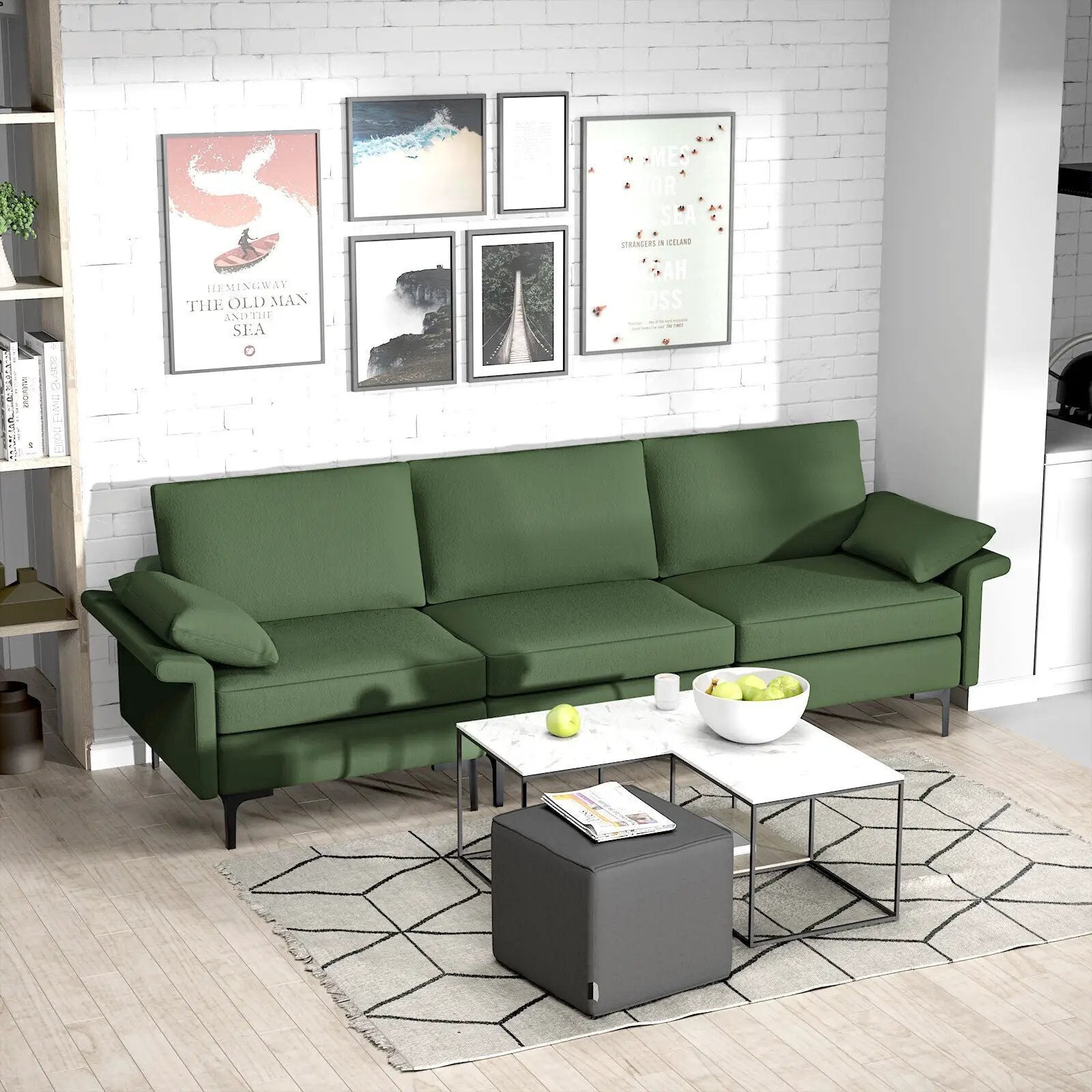Large 3-Seat Sofa Sectional with Metal Legs for 3-4 people by DirectDeals
