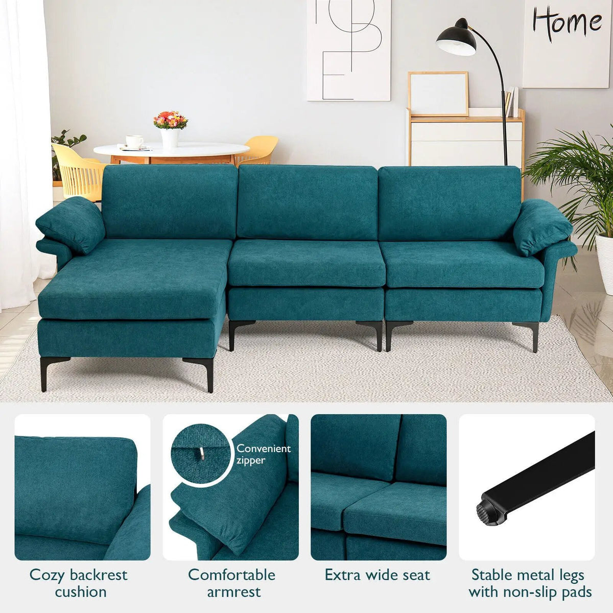 Extra Large Modular L-shaped Sectional Sofa with Reversible Chaise for 4-5 People, photo 10 of 32