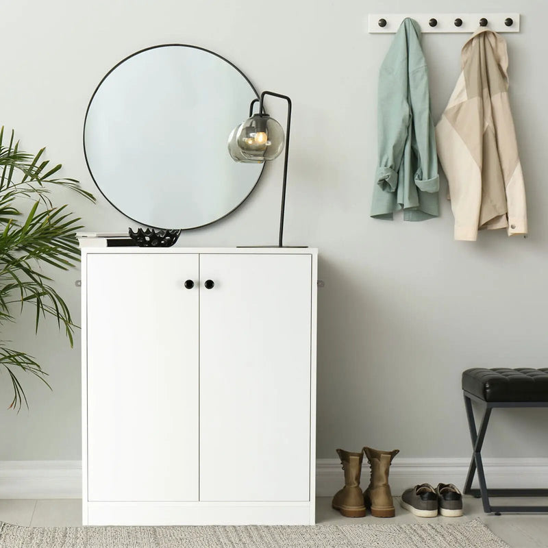2 Door Storage Base Cabinet with 3-Tier Shelf-White by DirectDeals