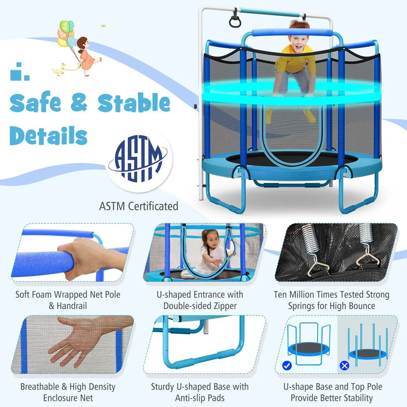 5 Feet Kids 3-in-1 Game Trampoline with Enclosure Net Spring Pad by DirectDeals