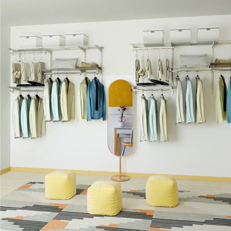 Custom Closet Organizer Kit 3 to 5 Feet Wall-Mounted Closet System with Hang Rod by DirectDeals