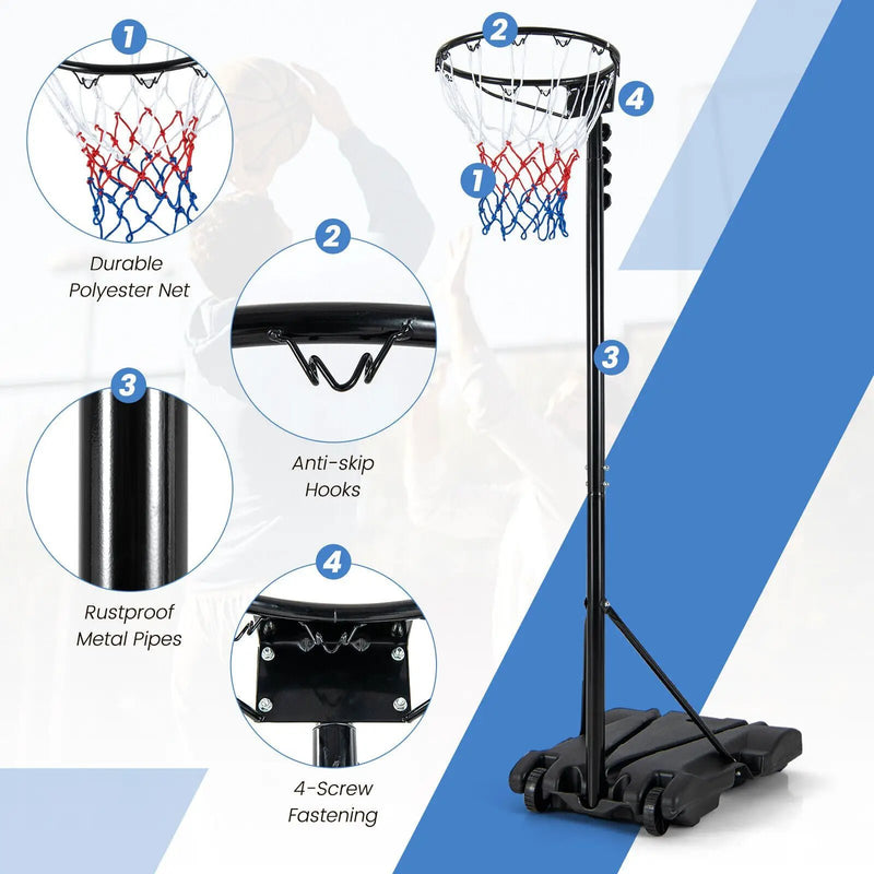 8.5 to 10 FT Adjustable Portable Basketball Hoop Stand with Fillable Base and 2 Wheels by DirectDeals