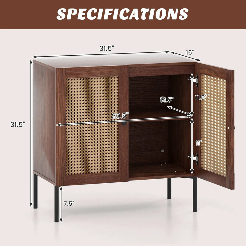 Kitchen Sideboard with 2 Rattan Doors and Adjustable Shelf by DirectDeals