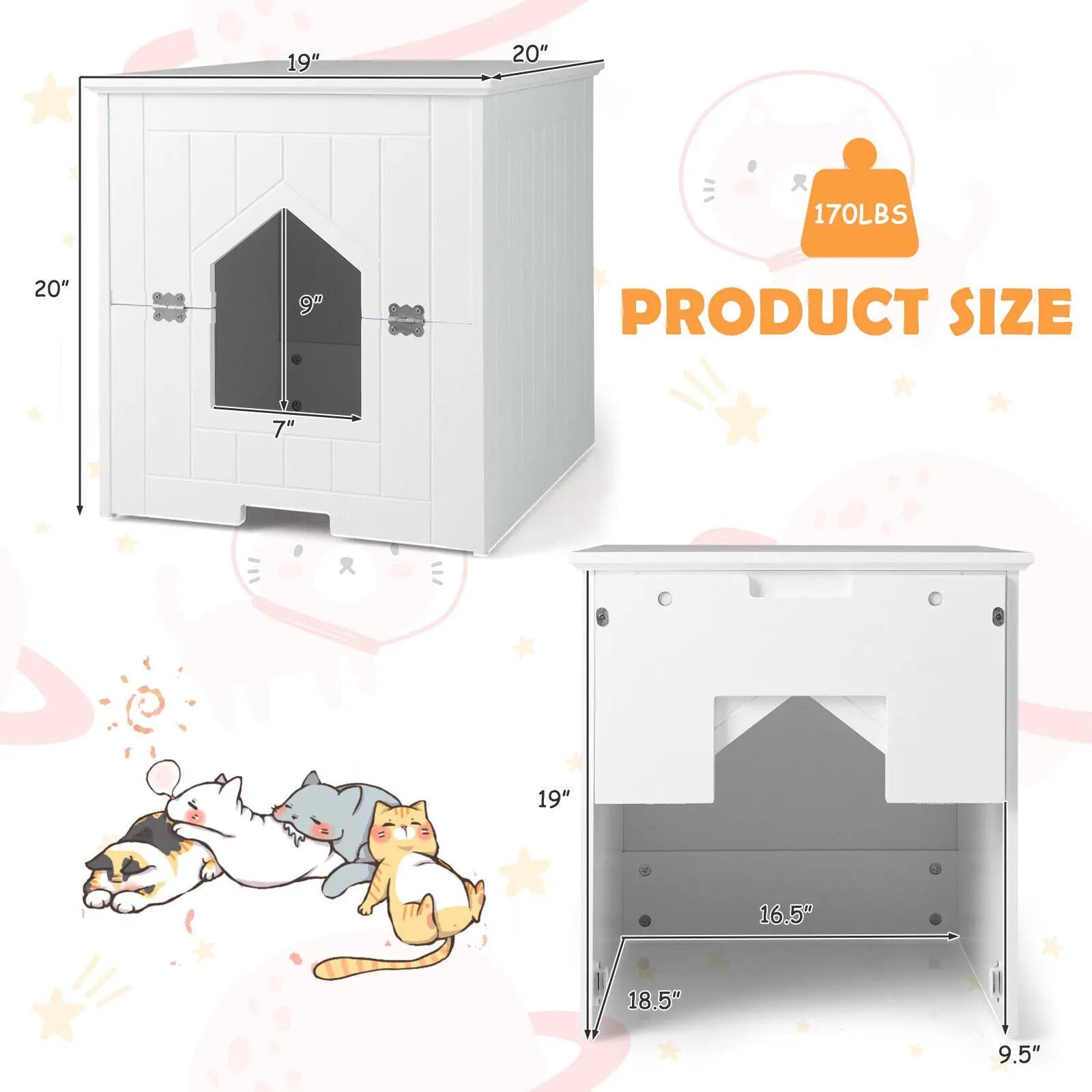 Cat Litter Box Enclosure with Flip Magnetic Half Door by DirectDeals