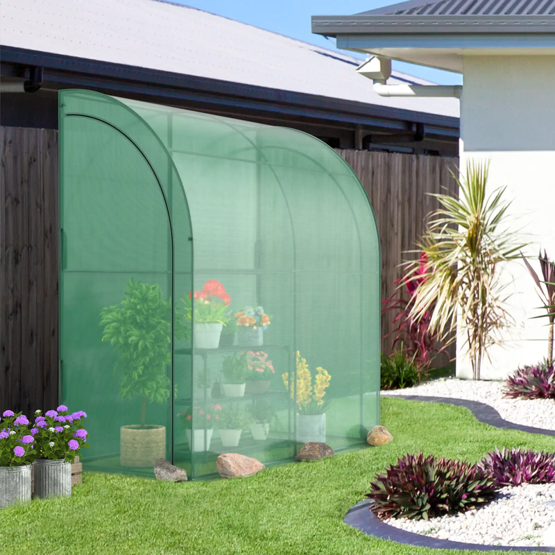 7 x 3.5 x 7 Feet Lean-to Greenhouse with Flower Rack by DirectDeals
