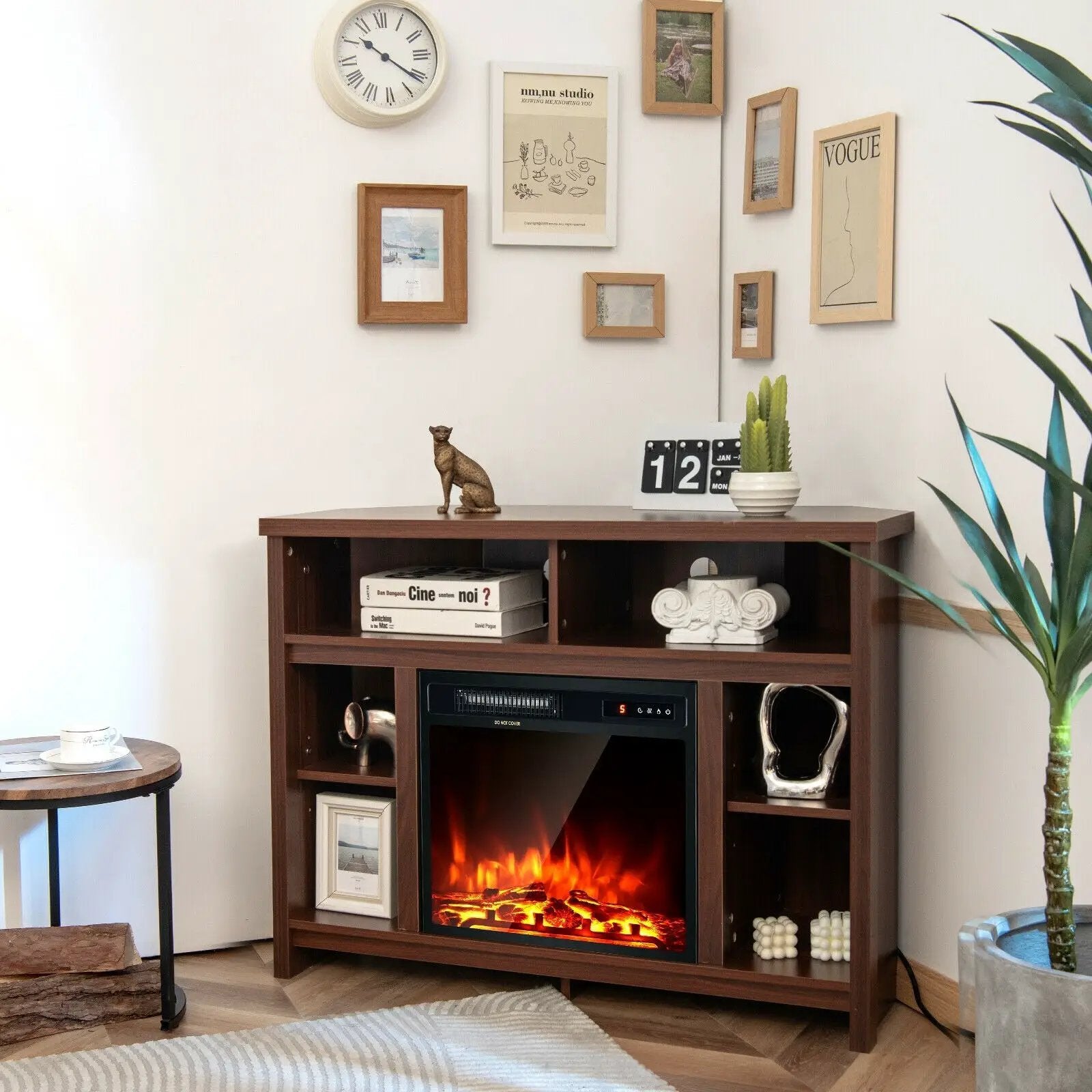 Modern Corner TV Stand with Adjustable Shelves for TVs up to 48 Inch by DirectDeals