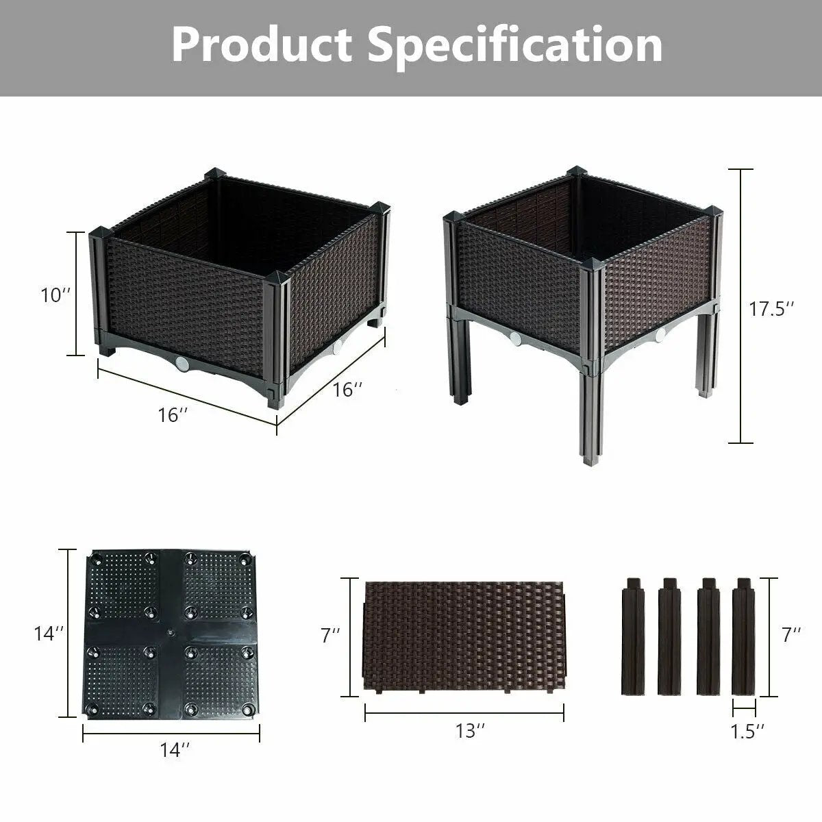 Set of 4 Elevated Flower Vegetable Herb Grow Planter Box by DirectDeals