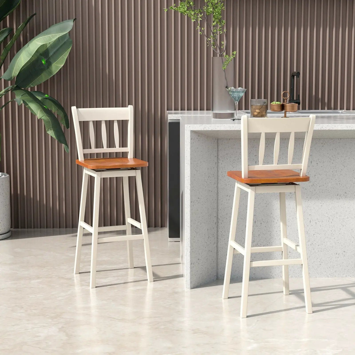 30.5 Inches Set of 2 Swivel Bar Stools with 360¬∞ Swiveling, photo 2 of 16