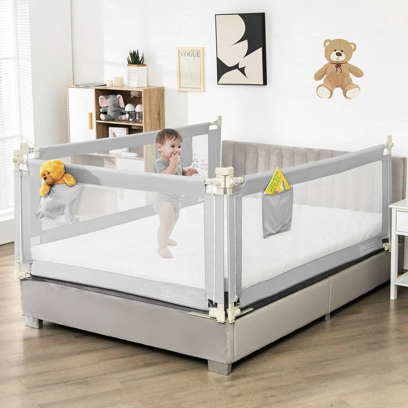 69.5 Inches Toddler Bedrail with Anti-Collision Cotton and Side Pocket by DirectDeals