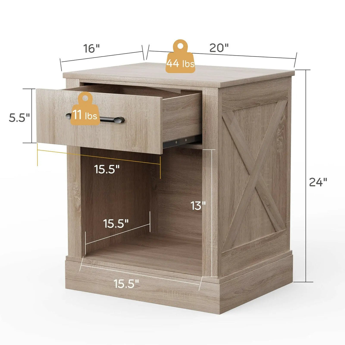 Compact Nightstand with Drawer and Shelf, photo 2 of 24