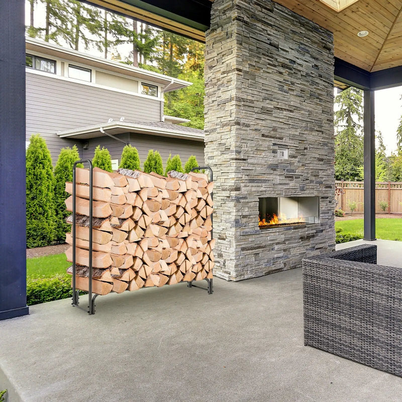 4 Feet/5 Feet/6 Feet/8 Feet Firewood Storage Log Rack by DirectDeals