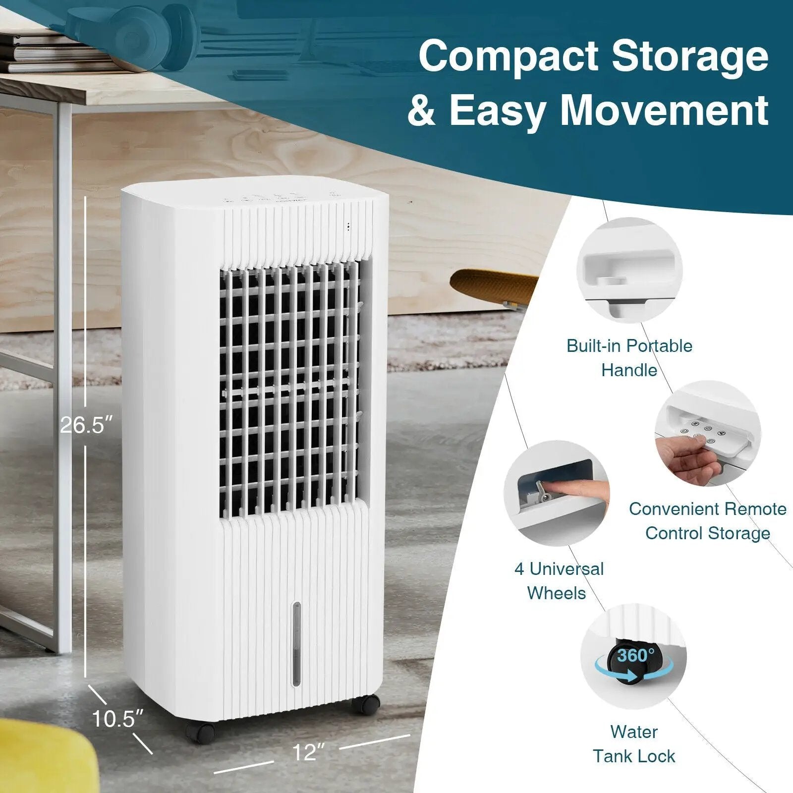 3-in-1 Evaporative Air Cooler with 3 Modes-White by DirectDeals