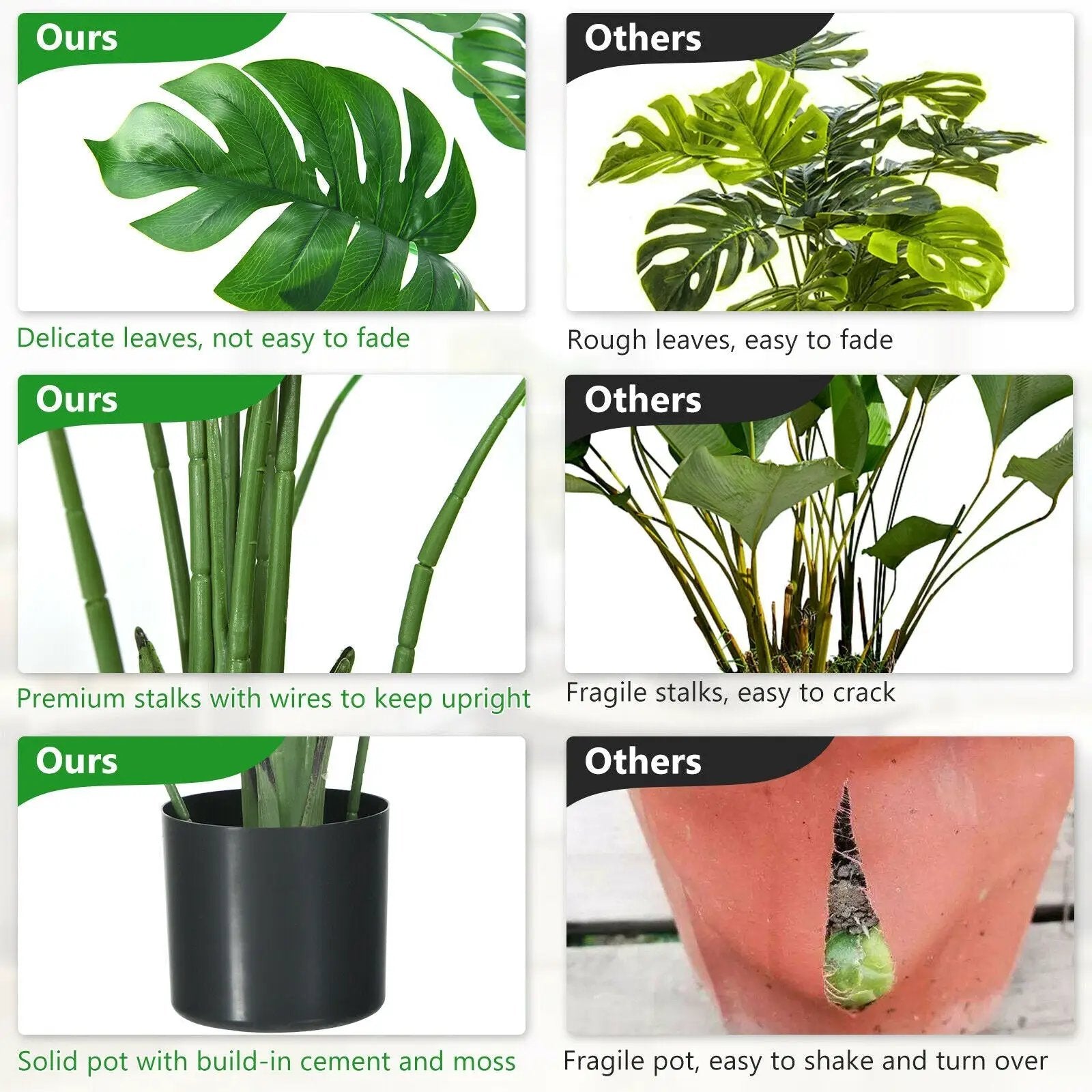 4 Feet Artificial Monstera Deliciosa Tree with 10 Leaves of Different Sizes by DirectDeals