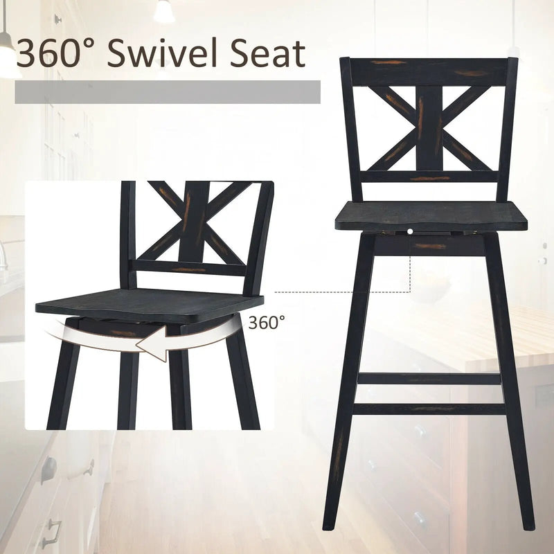 Set of 2 360-Degree Swivel Bar Stools for Home Restaurant by DirectDeals