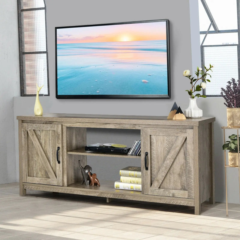 59 Inches TV Stand Media Console Center with Storage Cabinet-Natural by DirectDeals