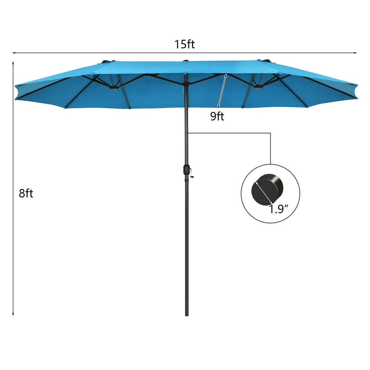 15 Feet Patio Double-Sided Umbrella with Hand-Crank System, photo 5 of 14