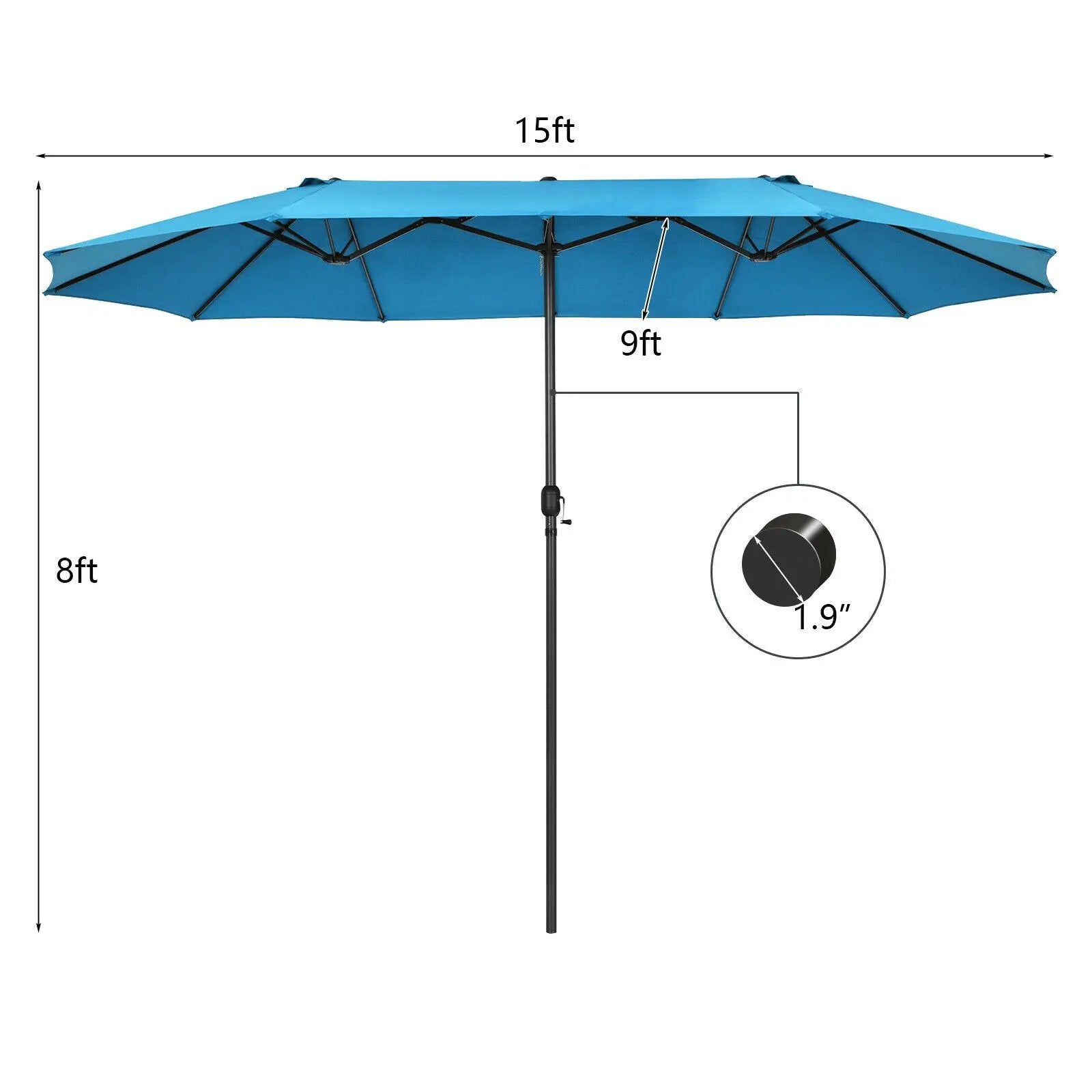15 Feet Patio Double-Sided Umbrella with Hand-Crank System by DirectDeals