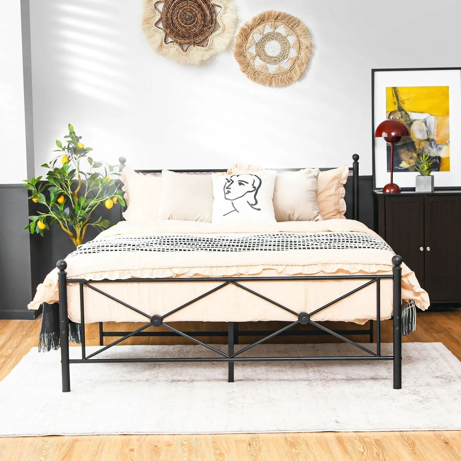 Full/Queen Size Metal Bed Frame Platform with Headboard by DirectDeals