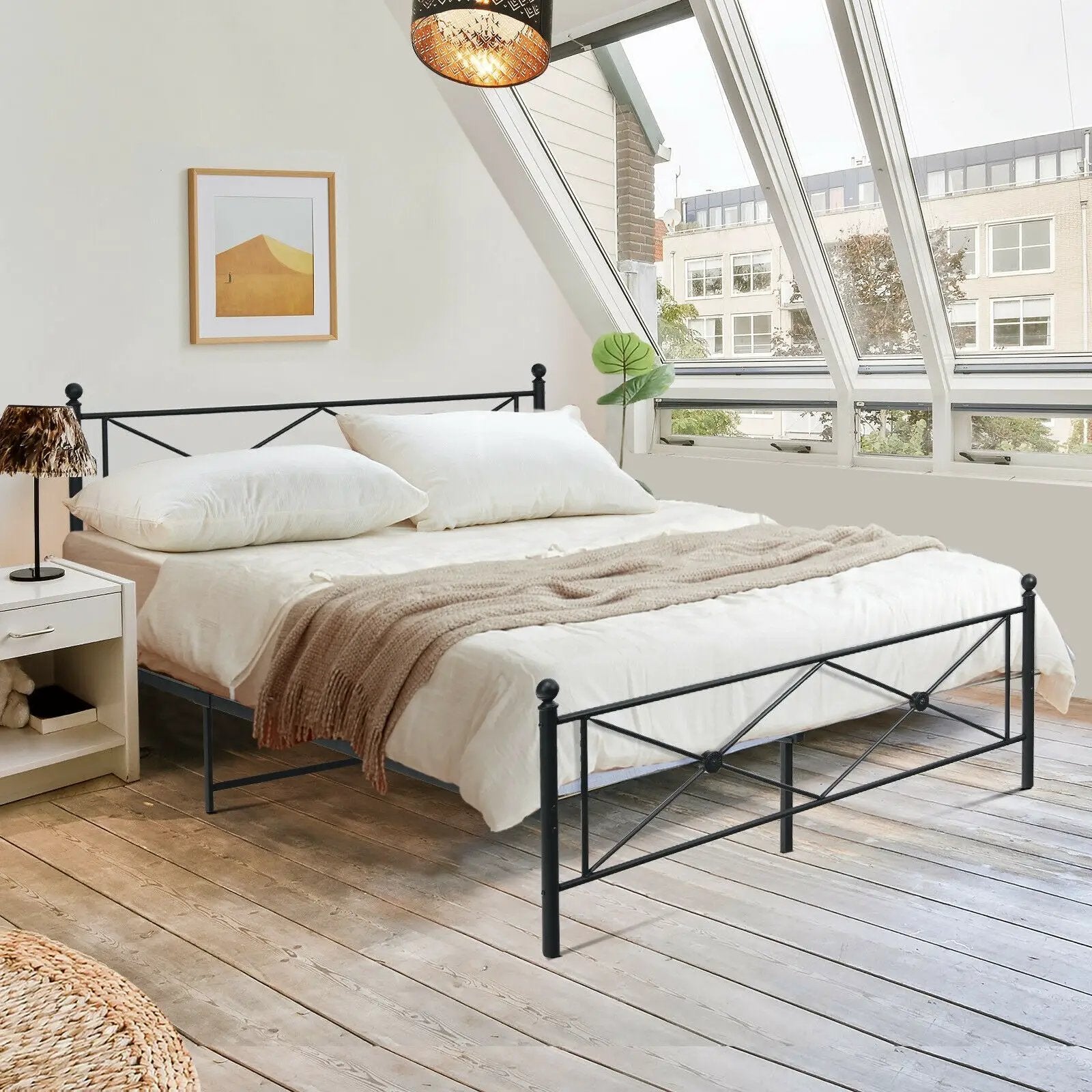 Full/Queen Size Metal Bed Frame Platform with Headboard by DirectDeals