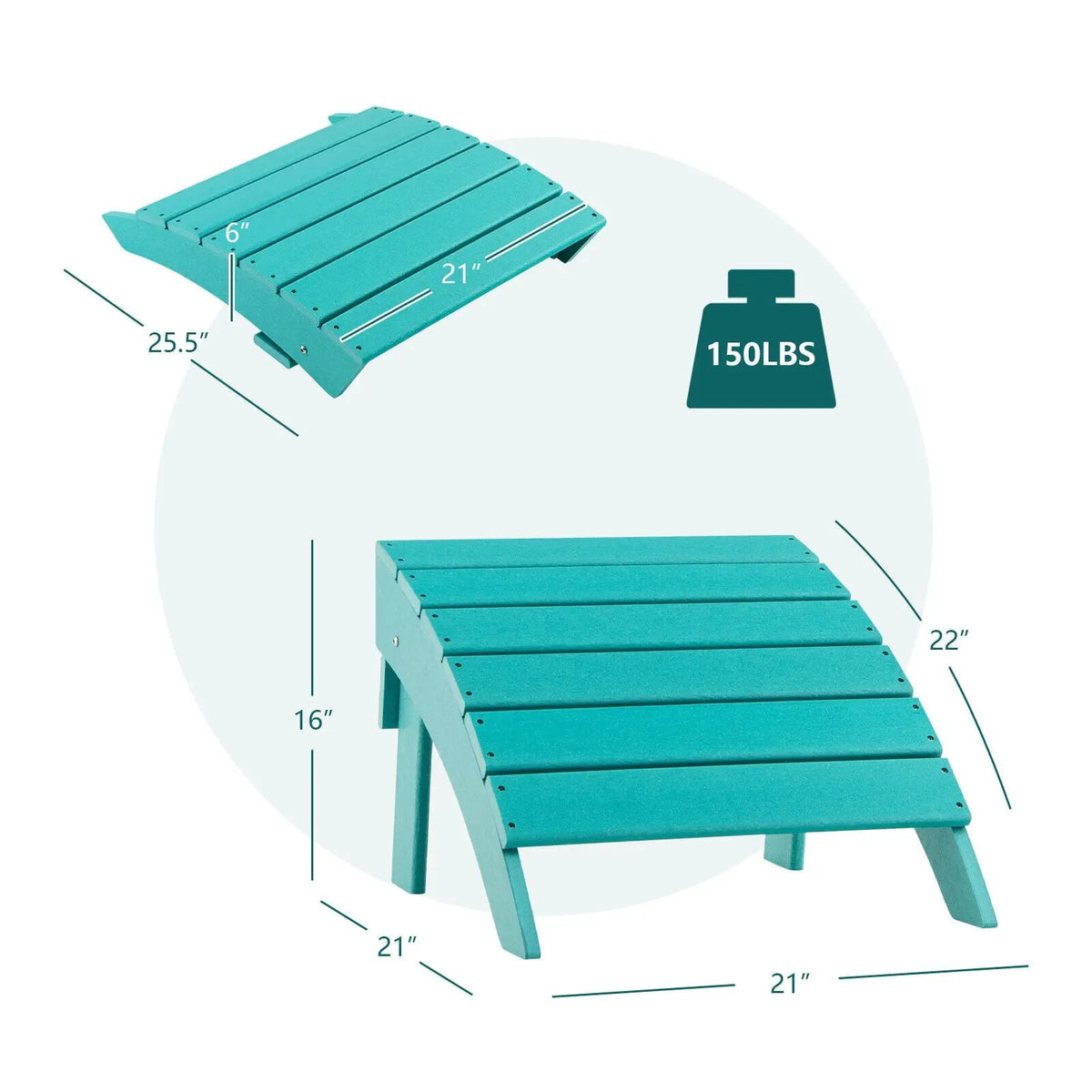 Adirondack Folding Ottoman with All Weather HDPE, photo 14 of 32