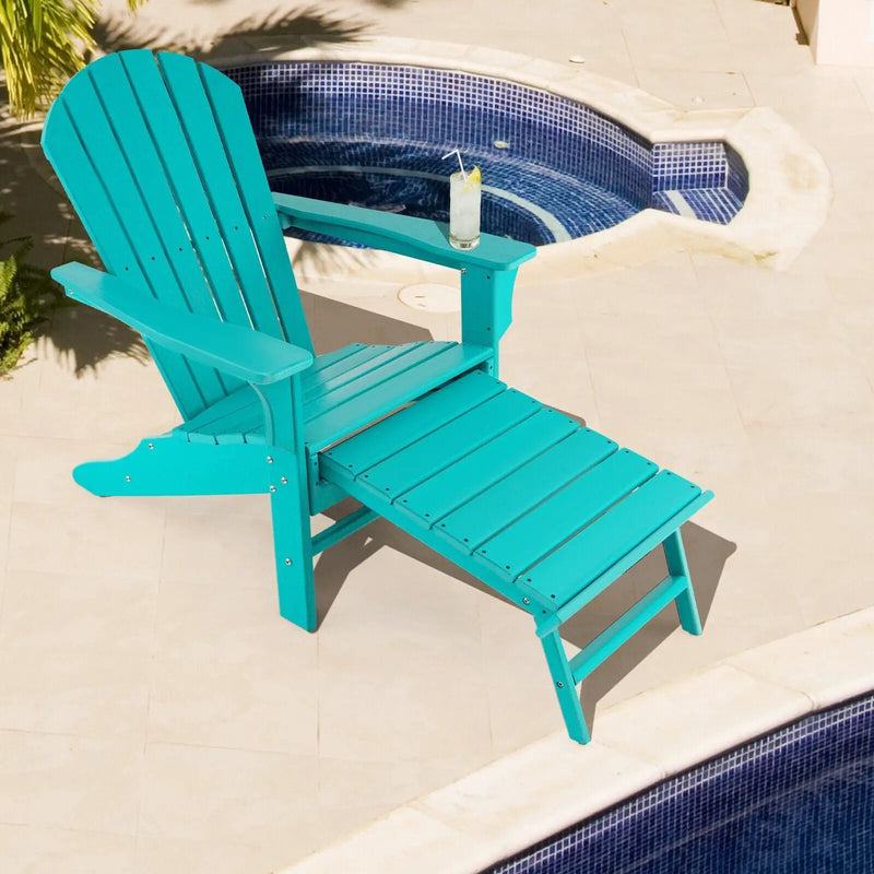 Patio HDPE Adirondack Chair with Retractable Ottoman by DirectDeals