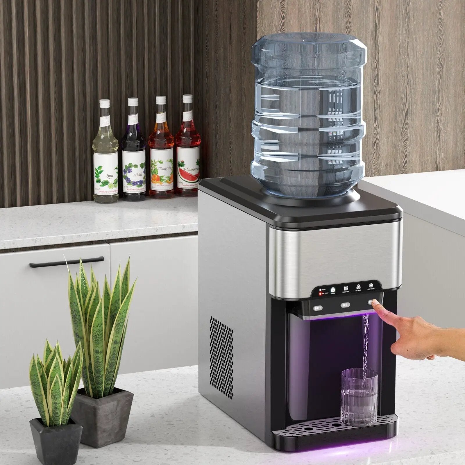 Water Cooler Dispenser 3-in-1 with Built-in Ice Maker and 3 Temperature Settings-Silver by DirectDeals