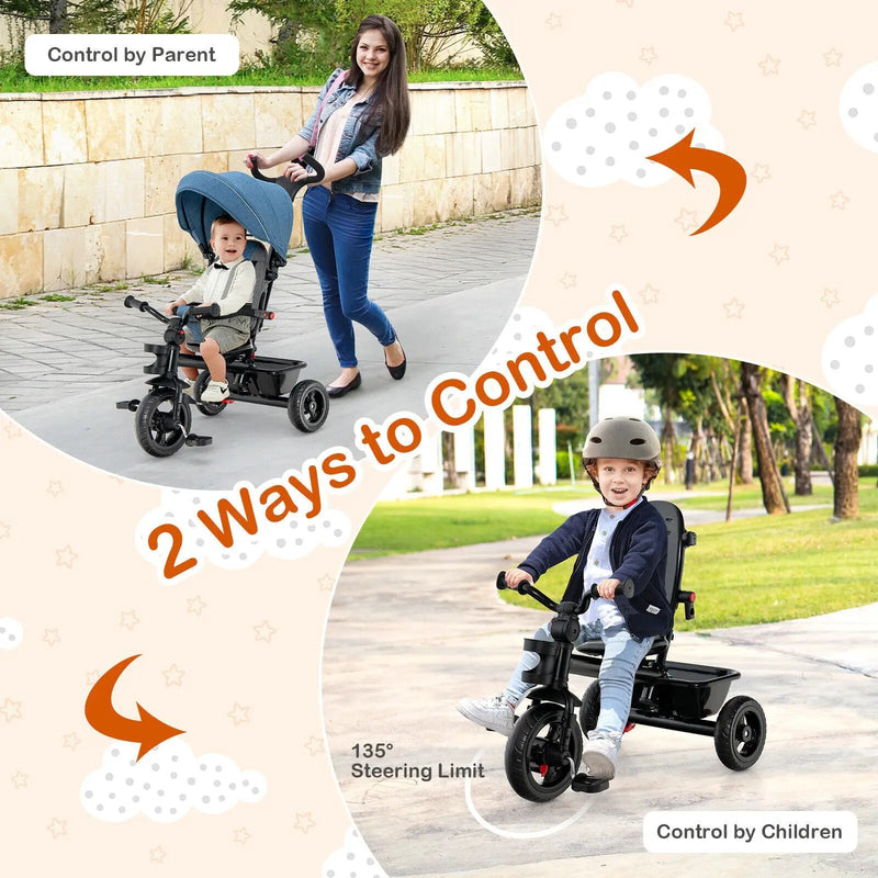 4-in-1 Baby Tricycle Toddler Trike with Convertible Seat by DirectDeals