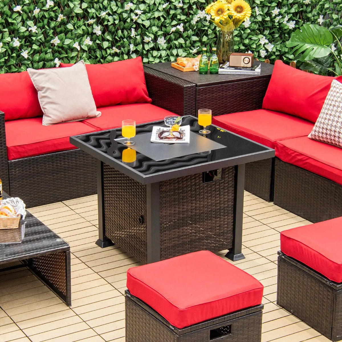 32 Inch Square Propane Fire Pit Table with Lava Rocks Cover, photo 2 of 16